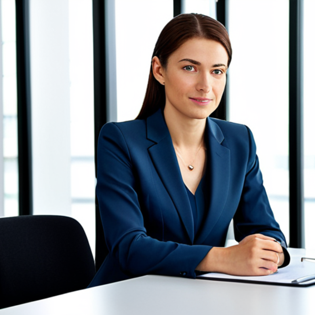 블로그 마케터 이직 성공 전략 - Businesswoman in Modern Office**

"A professional businesswoman in a modest business suit, sitting a...